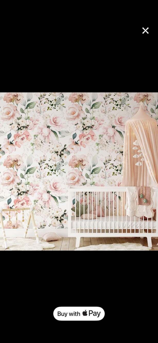 Watercolor Pink Peony Floral Peel and Stick Removable Wallpaper Width 24 inches